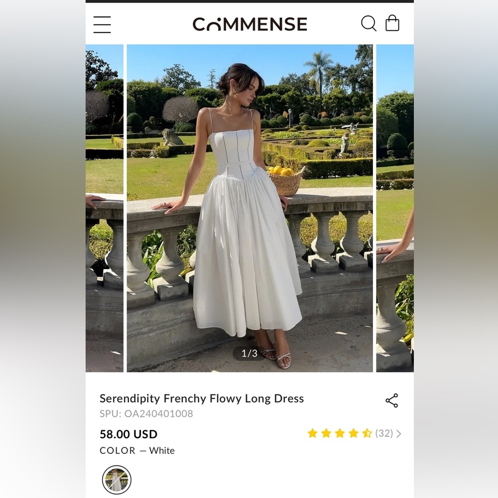 Commense Serendipity Frenchy Flowy Dress in Size S White - Picture 2 of 7